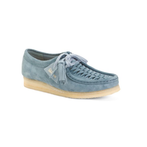 CLARKS Powder Blue Suede Walla Weave Boots - Picture 1 of 2